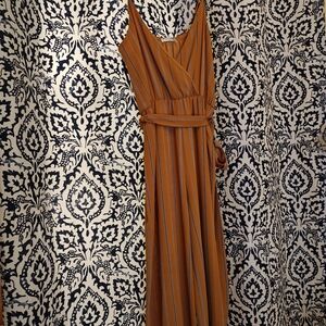 Elegant Striped Jumpsuit - Orange
